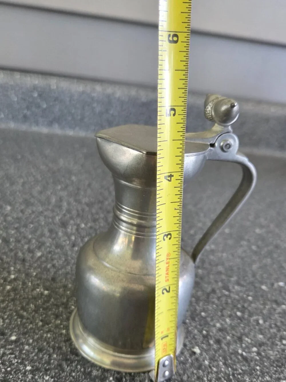 Royal Holland KMD Tiel Pewter Creamer Pitcher Acorn Decorated Hinged Lid Vintage